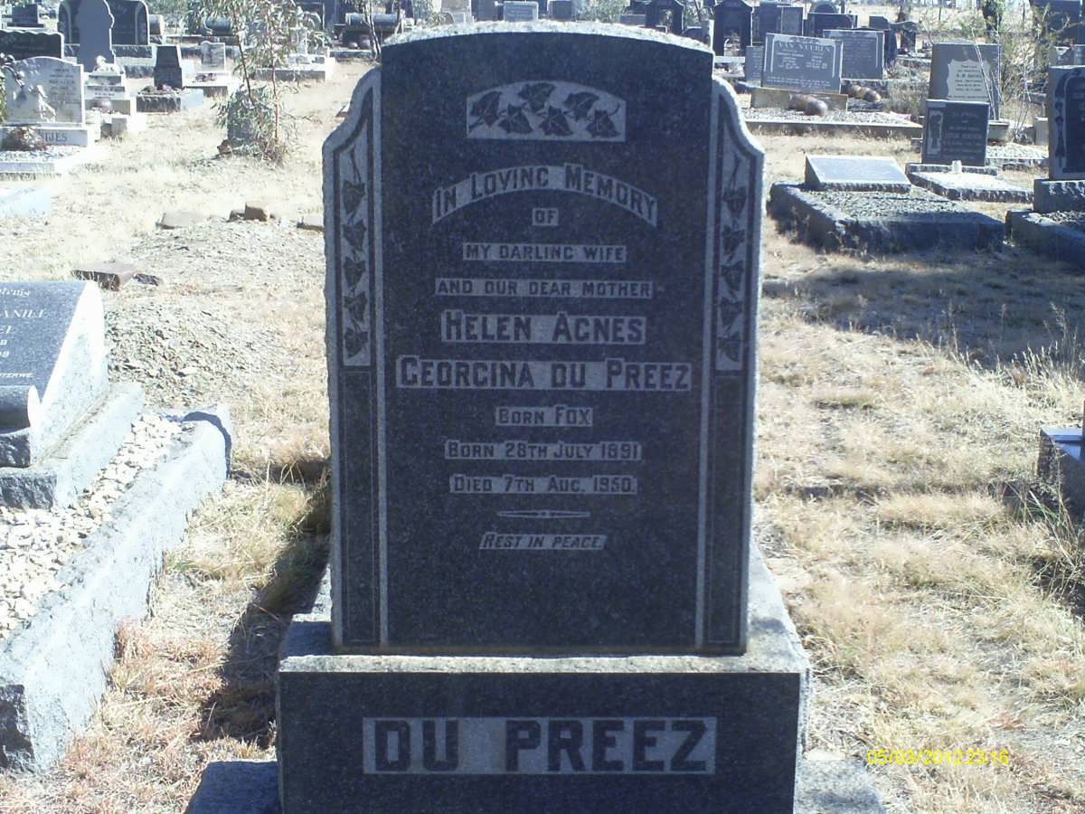 PREEZ Helen Agnes Georgina, du nee FOX 1891-1950