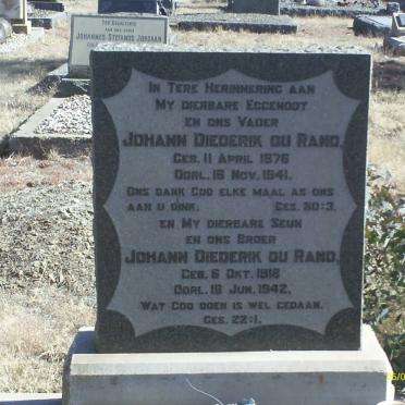 RAND Johann Diederik, du 1876-1941 : DU RAND Johann Diederik 1918-1942