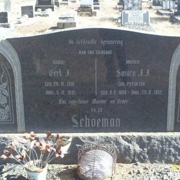 SCHOEMAN Susara J.J. nee POTGIETER 1886-1952 :: SCHOEMAN Gert J. 1918-1935