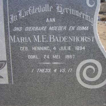BADENHORST Maria M.E. nee HENNING 1894-1967