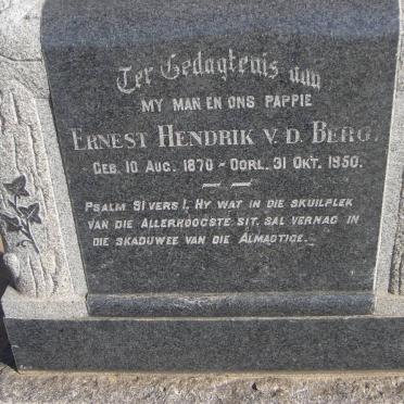 BERG Ernest Hendrik, v.d. 1870-1950