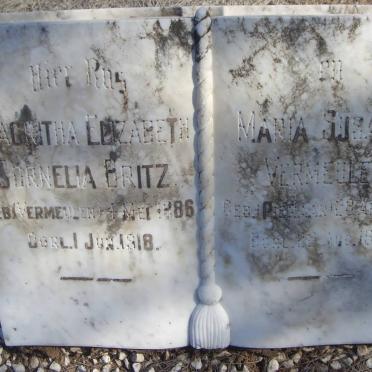 BRITZ Magritha Elizabeth Cornelia nee VERMEULEN 1886-1918 :: VERMEULEN Maria Susanna nee PIENAAR 1868-1922