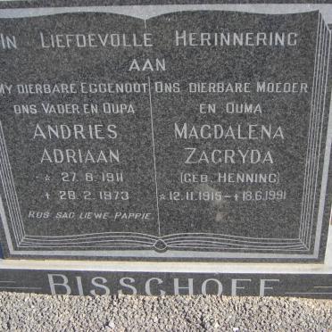 BISSCHOFF Andries Adriaan 1911-1973 &amp; Magdalena Zagryda HENNING 1915-1991