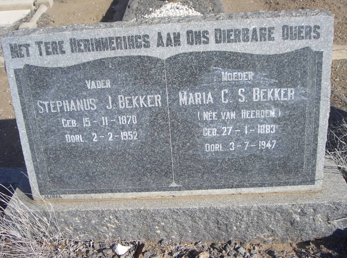 BEKKER Stephanus J. 1870-1952 &amp; Maria C.S. VAN HEERDEN 1883-1947