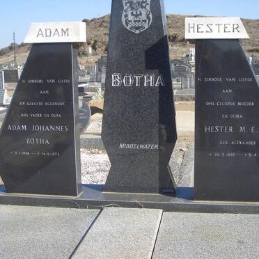 BOTHA Adam Johannes 1888-1973 &amp; Hester M.E.S. ALEXANDER 1898-1988