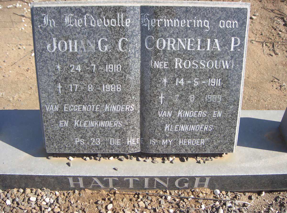 HATTINGH Johan G.C. 1918-1988 &amp; Cornelia P. ROSSOUW 1911-1989