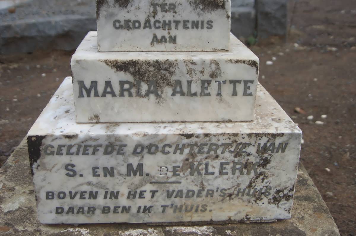 KLERK Maria Alette, de ?