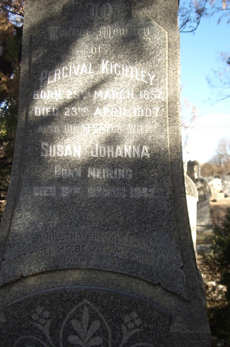 KIGHTLEY Percival 1857-1907 &amp; Susanna Johanna MEIRING -1942