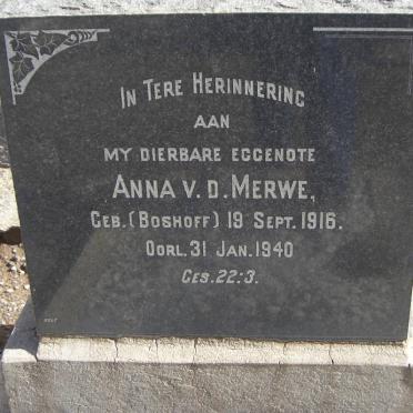 MERWE Anna, v.d. nee BOSHOFF 1916-1940
