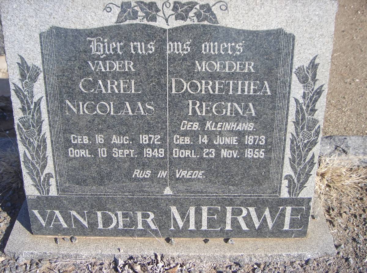 MERWE Carel Nicolaas, van der 1872-1949 &amp; Dorethea Regina KLEINHANS 1873-1955