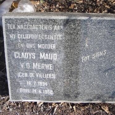 MERWE Gladys Maud, v.d. nee DE VILLIERS 1894-1952