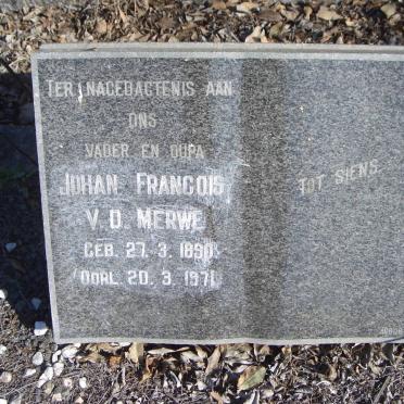 MERWE Johan Francois, v.d. 1890-1971 &amp; Gladys Maud DE VILLIERS 1894-1952 