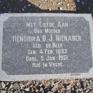 NIENABER Hendrika B.J. nee DE BEER 1893-1951