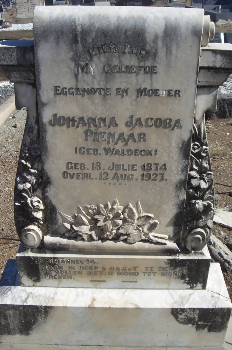 PIENAAR Johanna Jacoba nee WALDECK 1814-1927