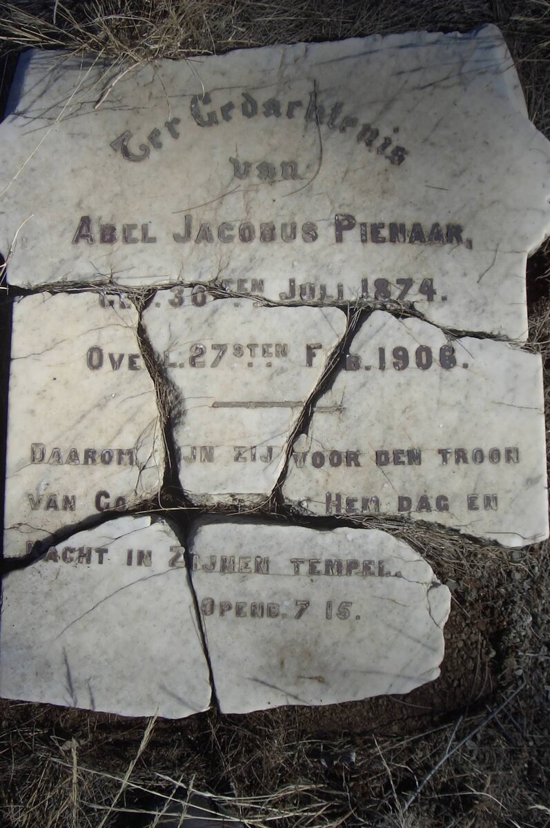 PIENAAR Abel Jacobus 1874-1906