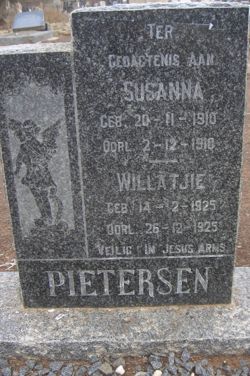 PIETERSEN Susanna 1910-1910 :: PIETERSEN Willatjie 1925-1925