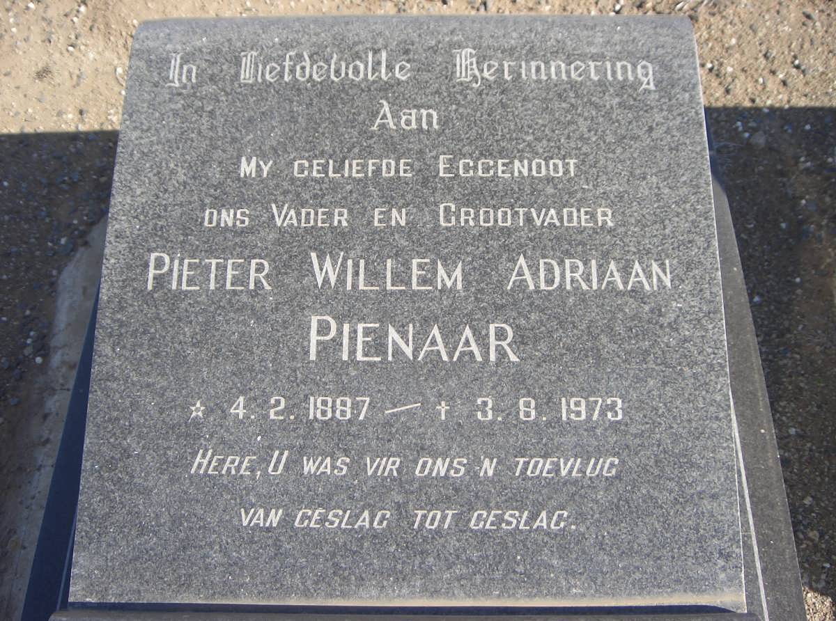 PIENAAR Pieter Willem Adriaan 1887-1973