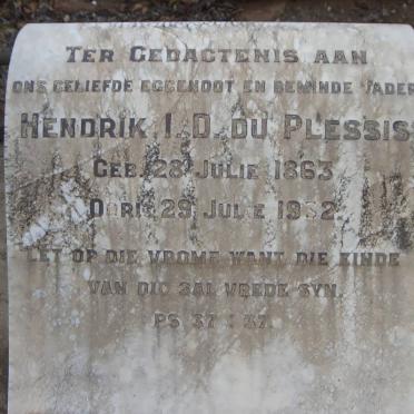 PLESSIS Hendrik I.D., du 1863-1932