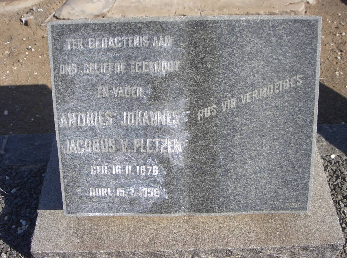PLETZEN Andries Johannes Jacobus, v. 1876-1958