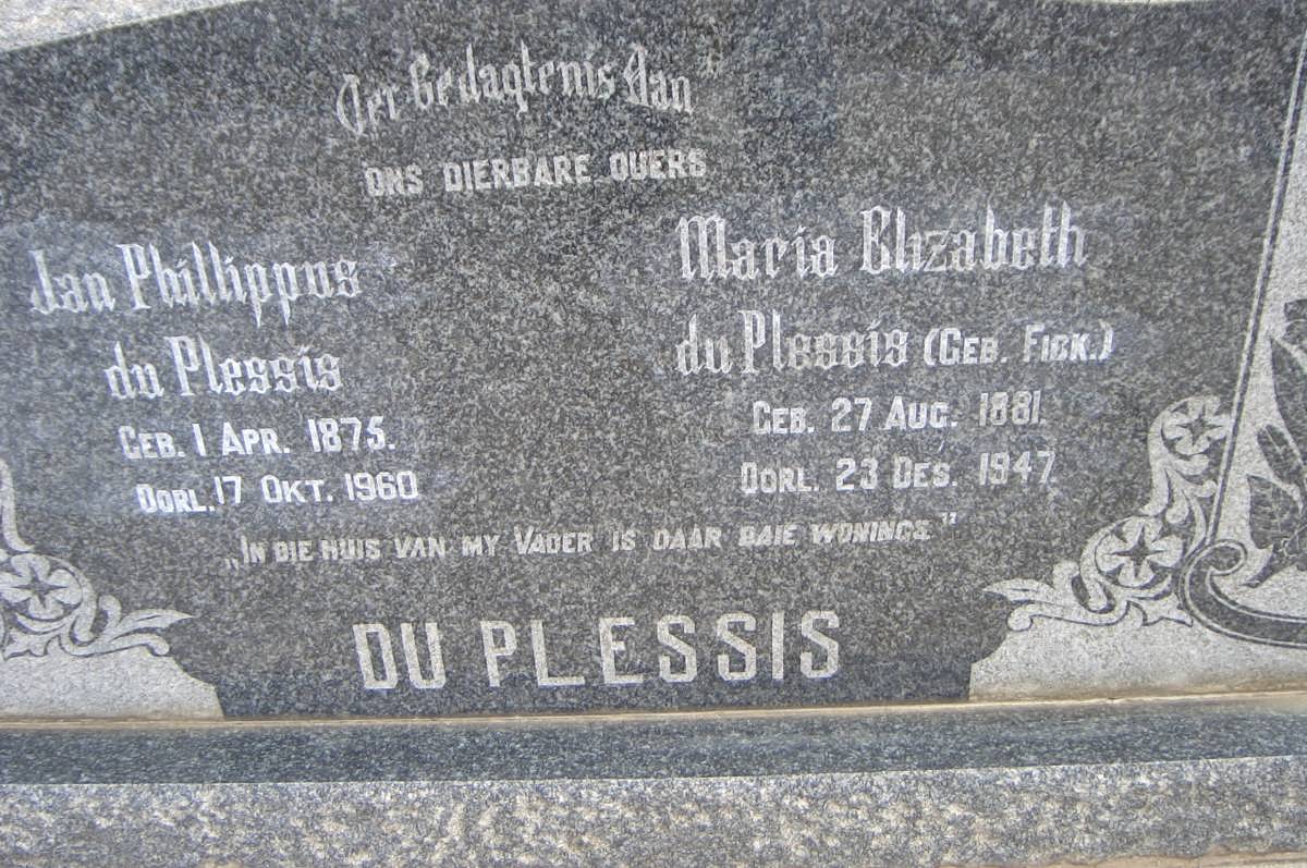 PLESSIS Jan Phillippus, du 1875-1960 &amp; Maria Elizabeth FICK 1881-1947