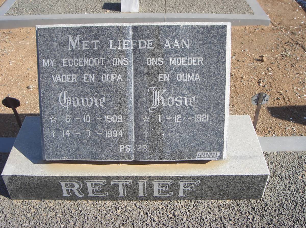 RETIEF Gawie 1909-1994 &amp; Kosie 1921-