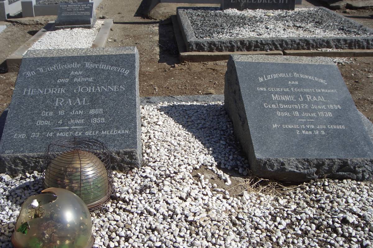 RAAL Hendrik Johannes 1888-1959 &amp; Minnie J. SMUTS 1894-1938