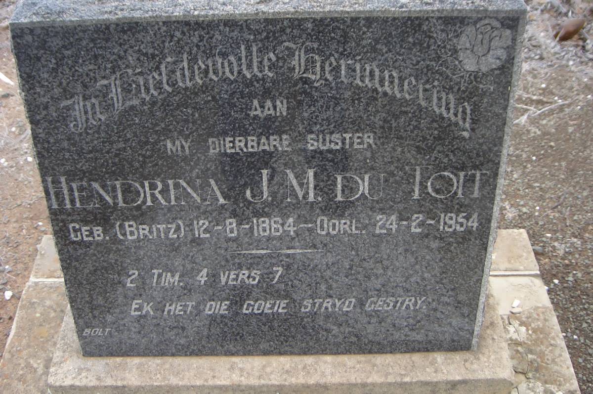 TOIT Hendrina J.M., du nee BRITZ 1864-1954