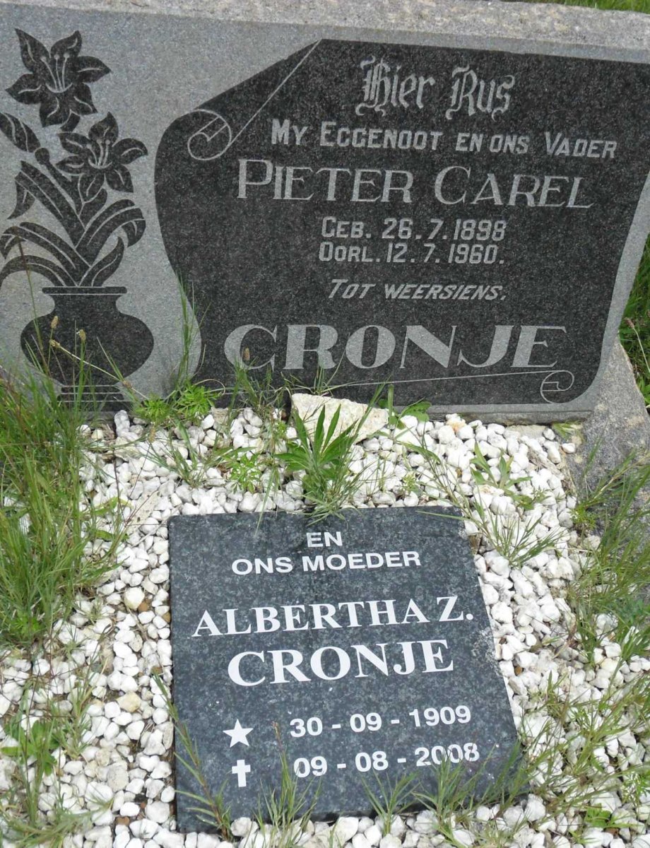 CRONJE Pieter Carel 1898-1960 &amp; Albertha Z. 1909-2008