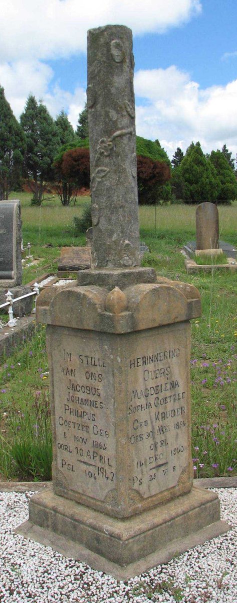 COETZEE Jacobus Johannes Philipus 1864-1942 &amp; Magdalena Sophia KRUGER 1884-1940