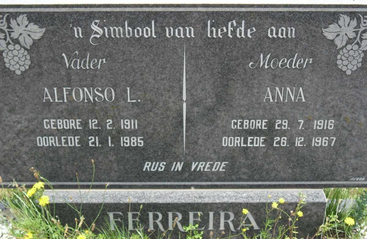 FERREIRA Alfonso L. 1911-1985 &amp; Anna 1916-1967