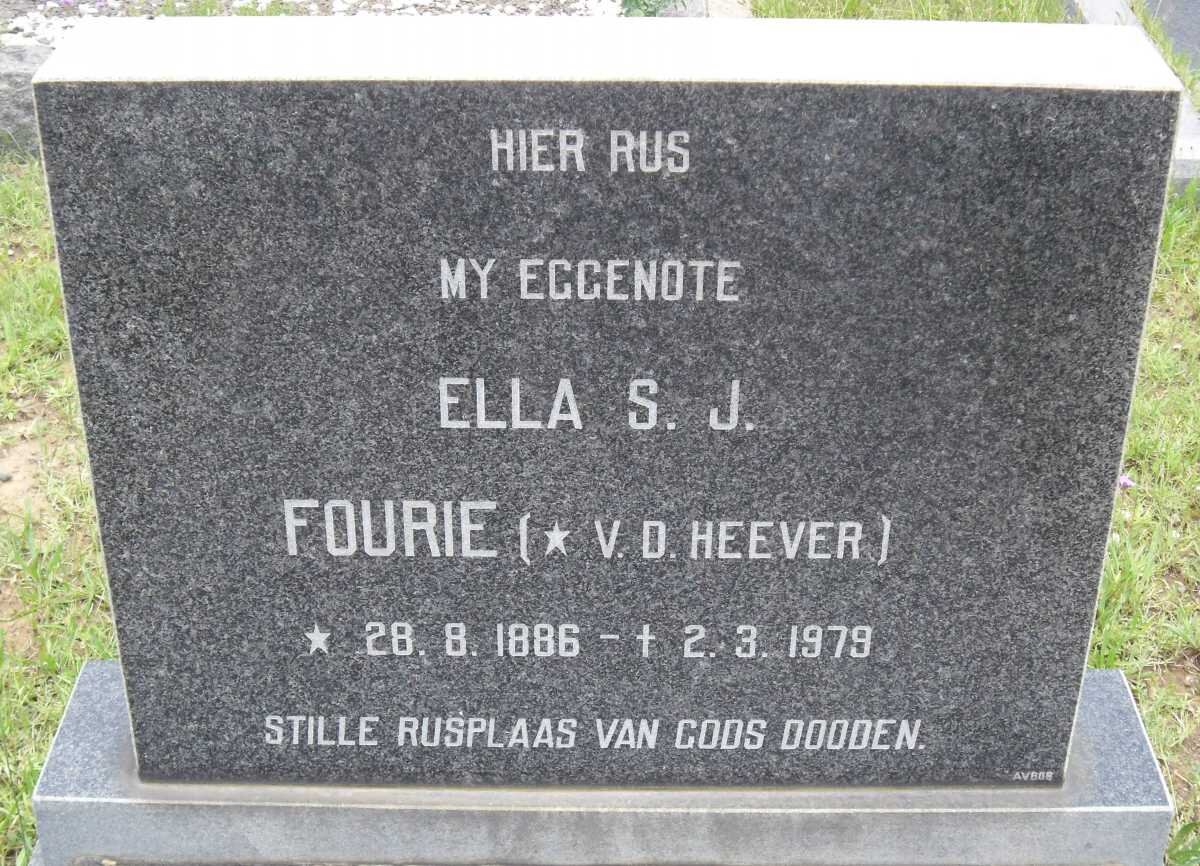 FOURIE Ella S.J. nee v.d. HEEVER 1886-1979
