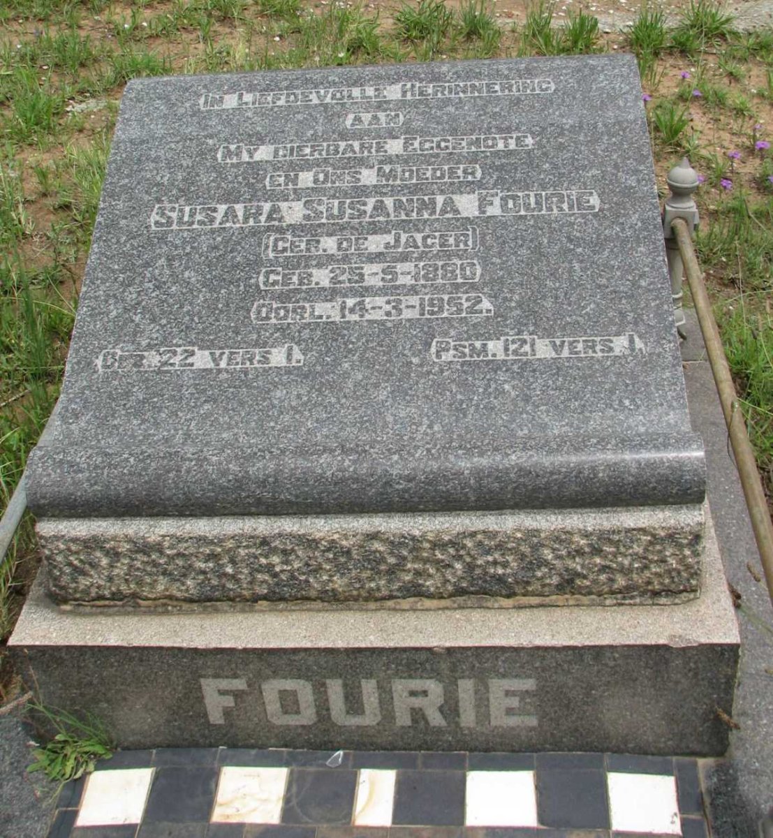 FOURIE Susara Susanna nee DE JAGER 1880-1952