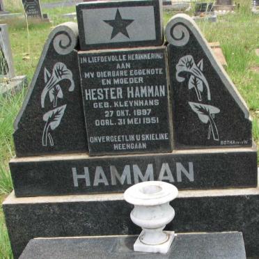 HAMMAN Hester nee KLEYNHANS 1897-1951