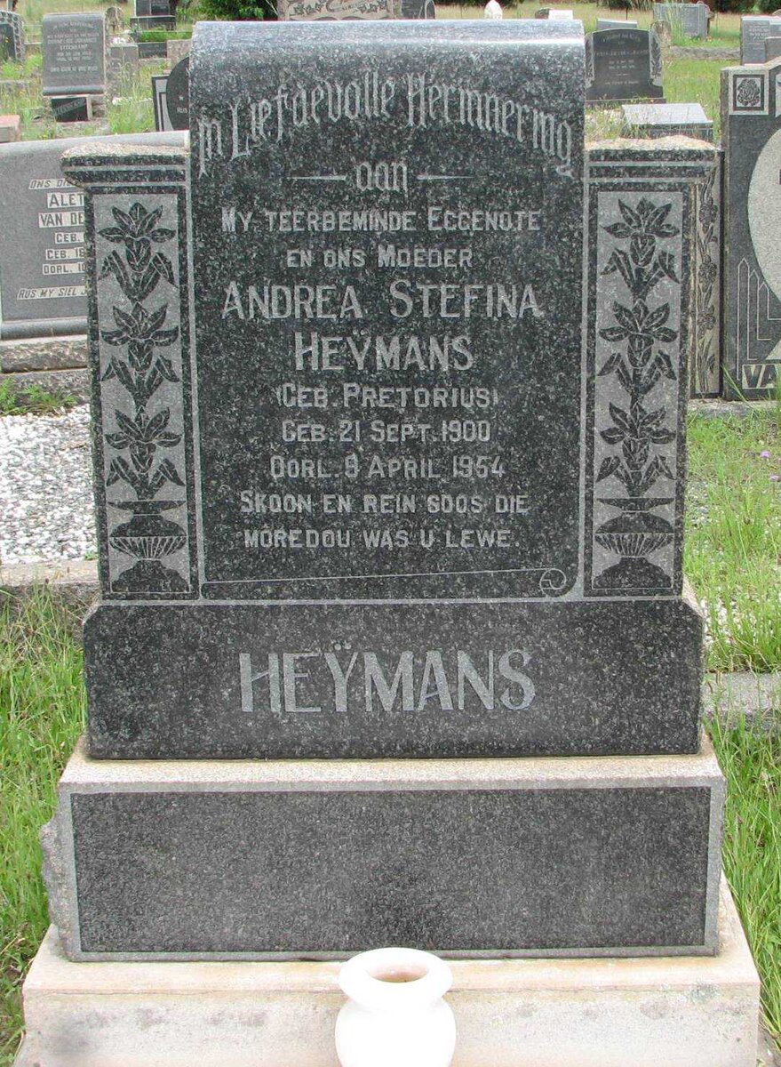 HEŸMANS Andrea Stefina nee PRETORIUS 1900-1954