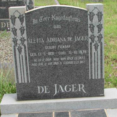 JAGER Aletta Adriana, de nee PIENAAR 1891-1979