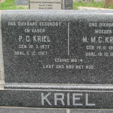 KRIEL P.C. 1877-1967 &amp; M.M.C. 1877-1961