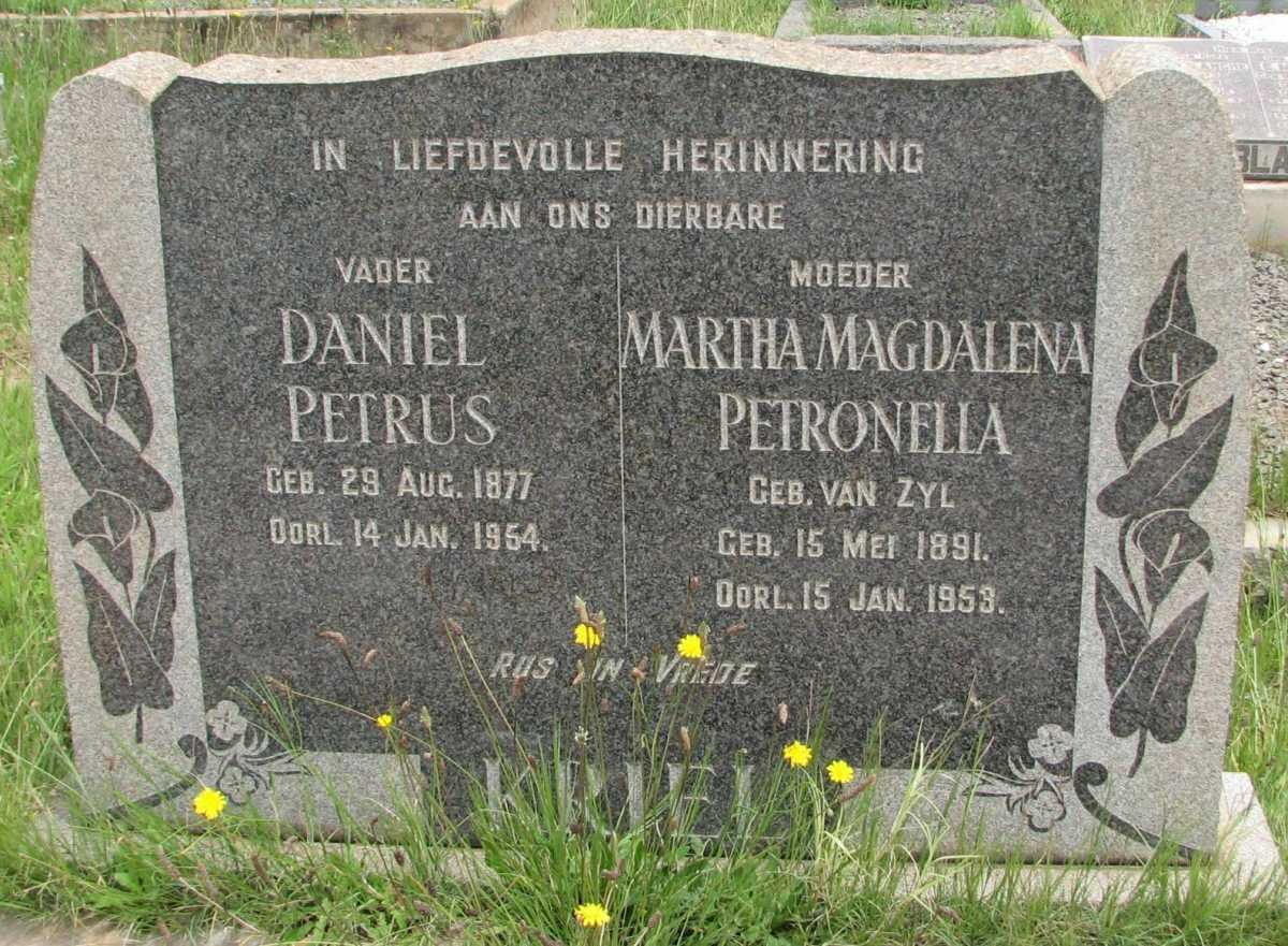 KRIEL Daniel Petrus 1877-1954 &amp; Martha Magdalena Petronella VAN ZYL 1891-1953