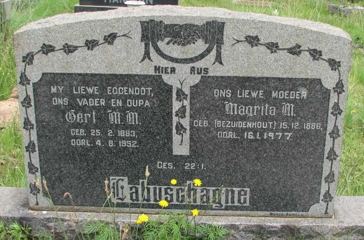 LABUSCHAGNE Gert M.M. 1883-1952 &amp; Magrita M. BEZUIDENHOUT 1886-1977