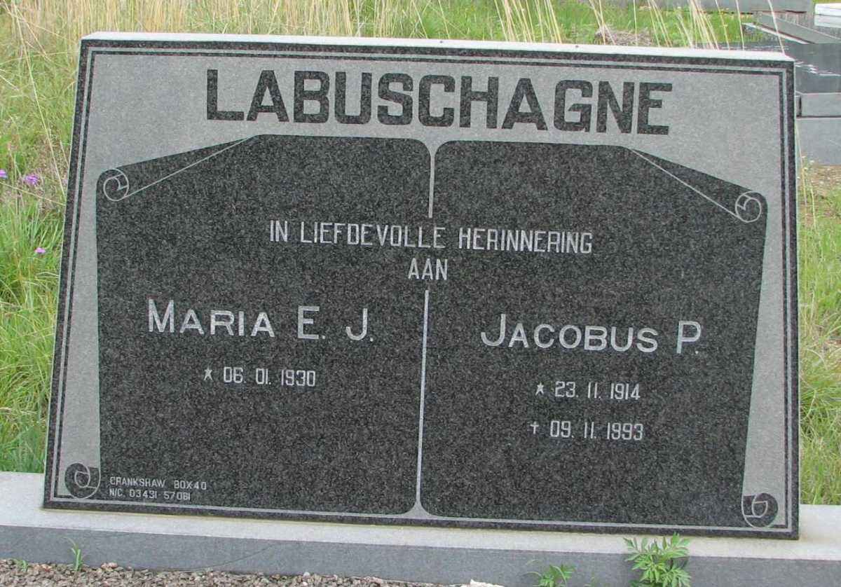 LABUSCHAGNE Jacobus P. 1914-1993 &amp; Maria E.J. 1930-
