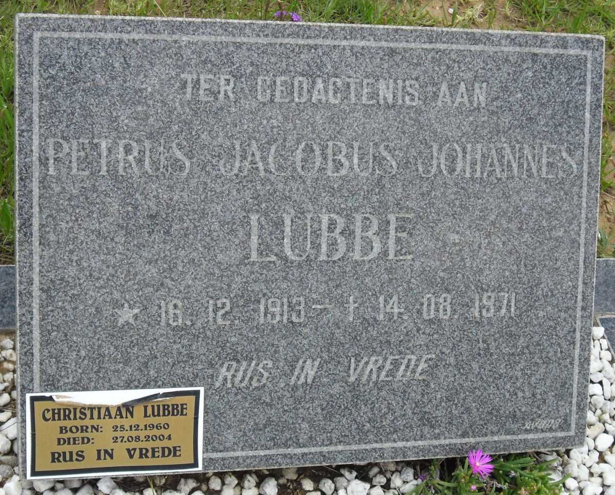 LUBBE Petrus Jacobus Johannes 1913-1971 :: LUBBE Christiaan 1960-2004