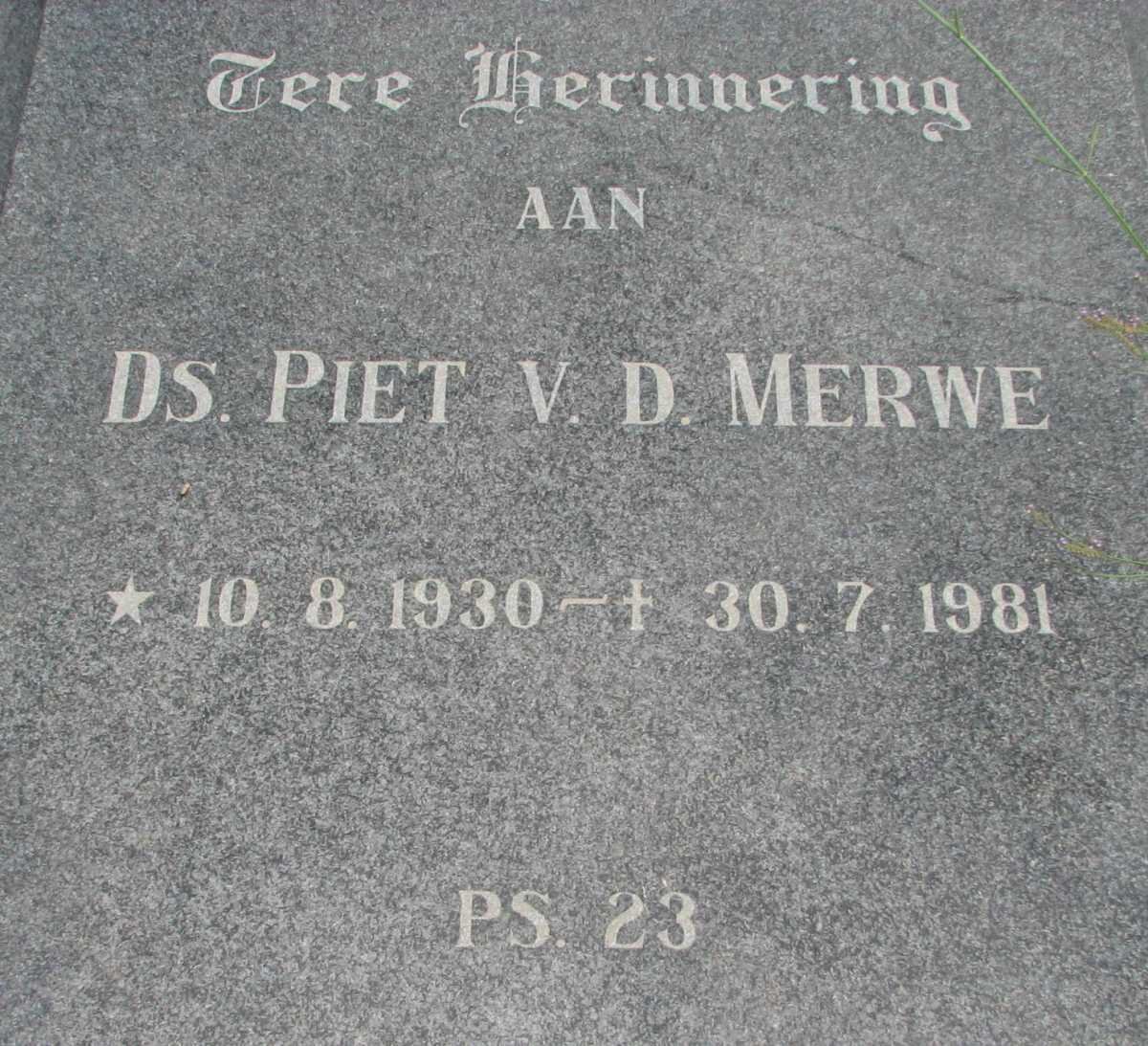 MERWE Piet, v.d. 1930-1981