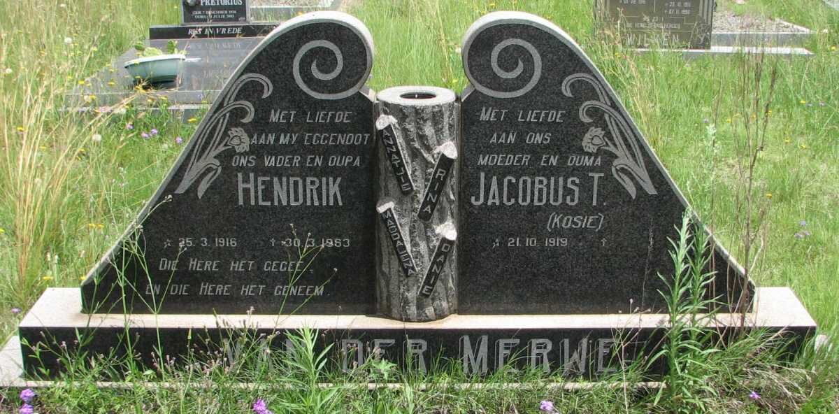 MERWE Hendrik, van der 1916-1983 &amp; Jacobus T. 1919-