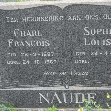 NAUDE Charl Francois 1887-1960 &amp; Sophia Louisa 1890-