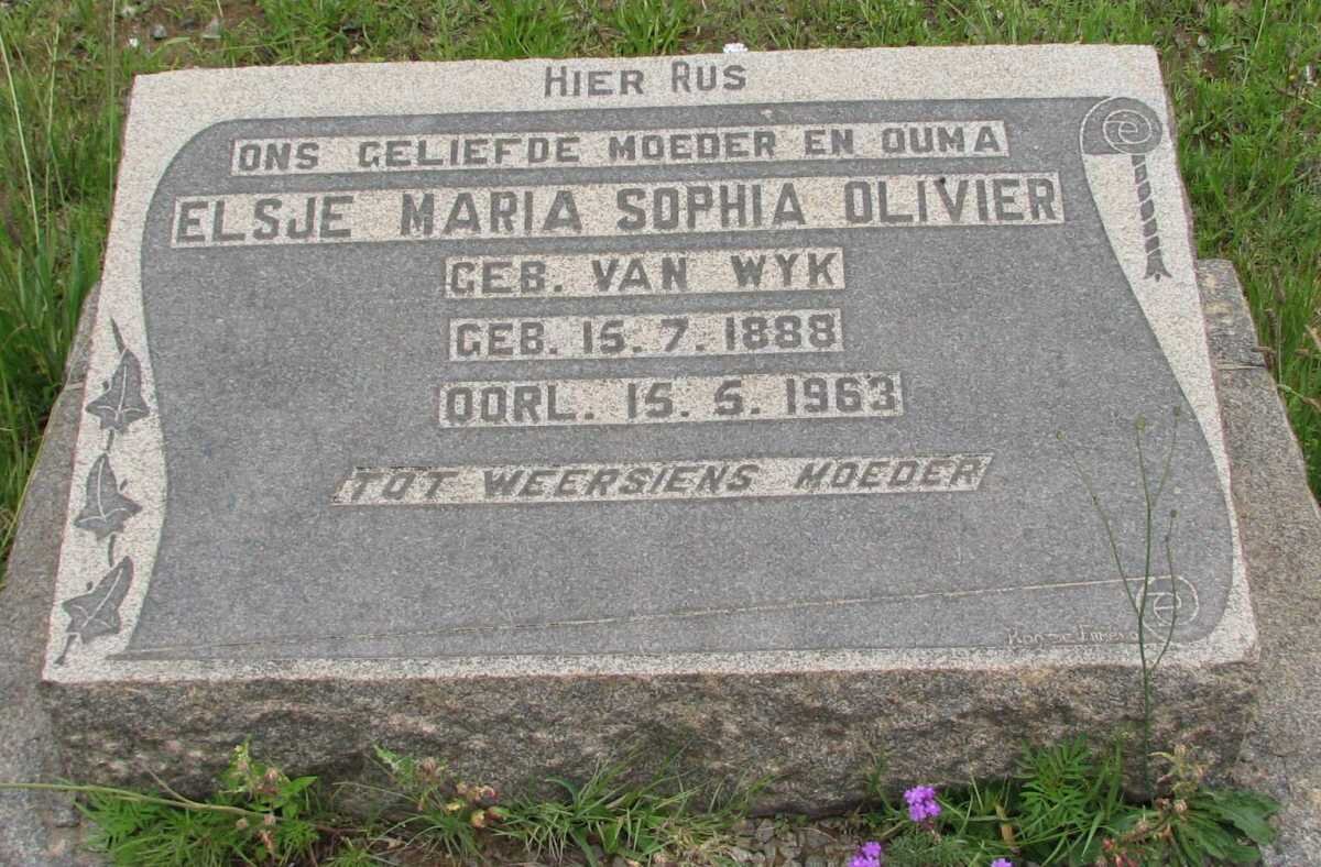 OLIVIER Elsje Maria Sophia nee van WYK 1888-1963