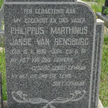 RENSBURG Philippus Marthinus, Janse van 1890-1961