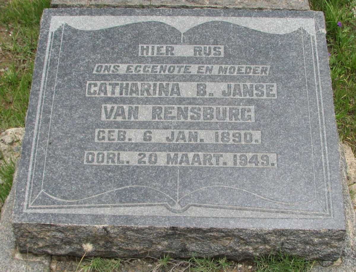 RENSBURG Catharina B., Janse van 1890-1949