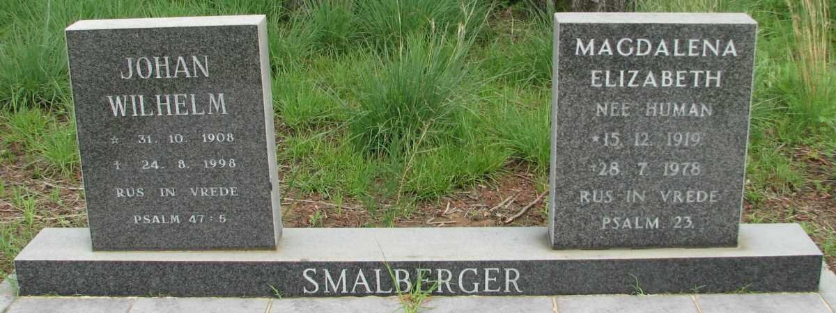 SMALBERGER Johan Willem 1908-1998 &amp; Margaretha Elizabeth HUMAN 1919-1978