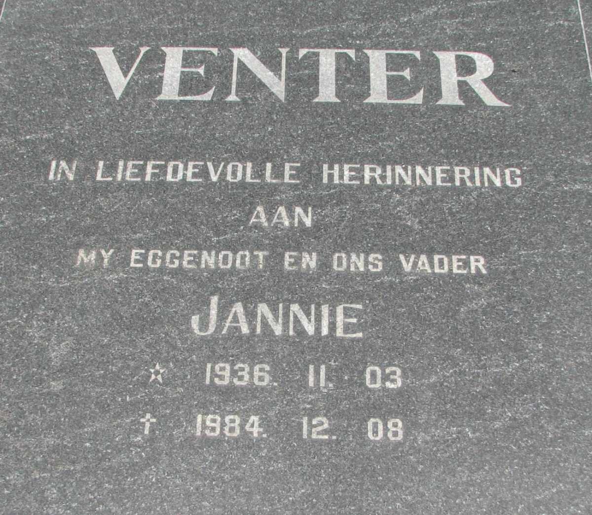 VENTER Jannie 1936-1984