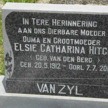 ZYL Elsie Catharina Hitge, van nee van den BERG 1912-2001
