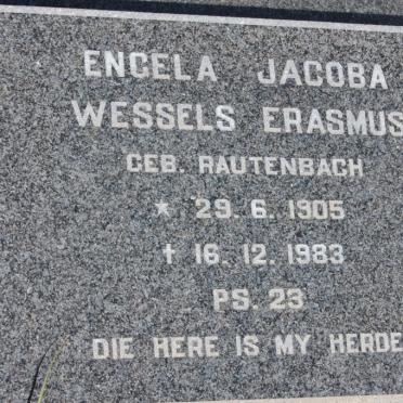 ERASMUS Engela Jacoba Wessels nee RAUTENBACH 1905-1983